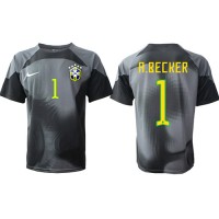 Pánský Fotbalový dres Brazílie Alisson Becker #1 Brankářské MS 2022 Domácí Krátký Rukáv
